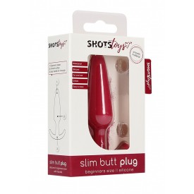 Красная анальная пробка для ношения Slim Butt Plug - 8,3 см.