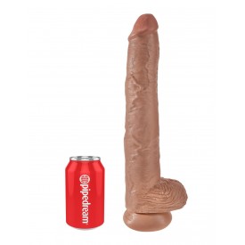 Кофейный фаллоимитатор-гигант 14" Cock with Balls - 37,5 см.