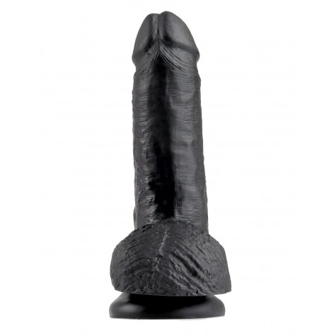 Чёрный фаллоимитатор с мошонкой 7" Cock with Balls - 19,4 см.