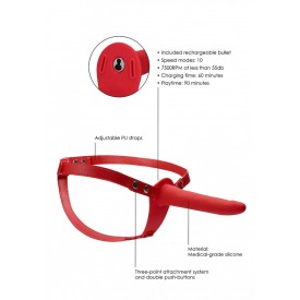 Красный вибрострапон Silicone Strap-On Adjustable - 15,5 см.