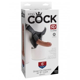 Кофейный страпон Strap-on Harness Cock - 15,2 см.
