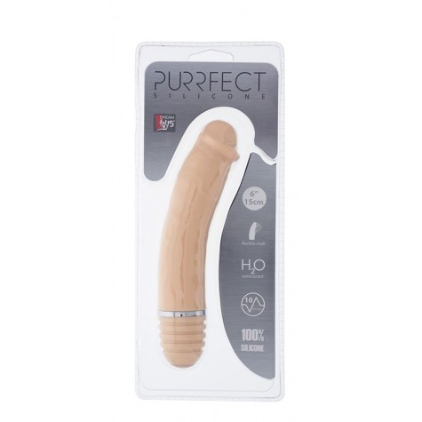 Телесный силиконовый вибратор-реалистик PURRFECT SILICONE VIBRATOR 6INCH FLESH - 15 см.